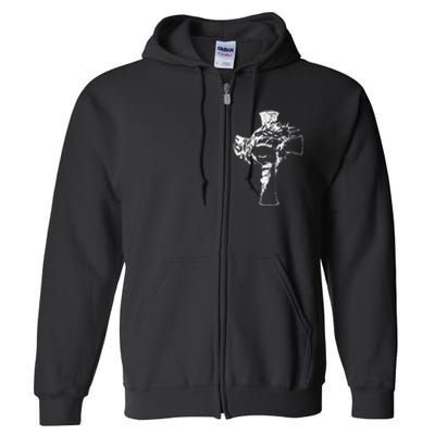 Christ Face In Cross Vintage Bible Verse Religious Full Zip Hoodie