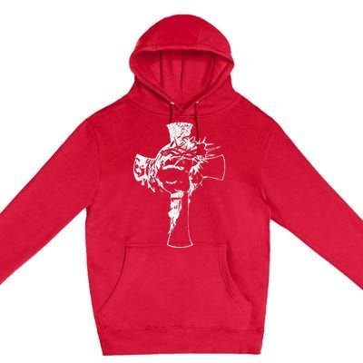 Christ Face In Cross Vintage Bible Verse Religious Premium Pullover Hoodie