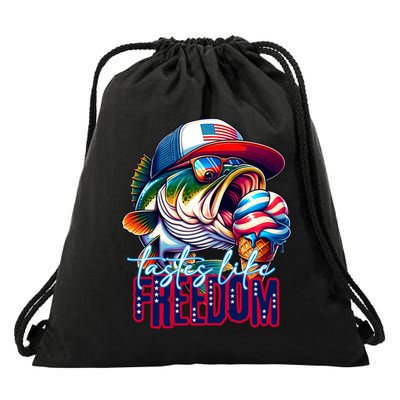 Cool Fish Ice Cream Taste Like Freedom Drawstring Bag