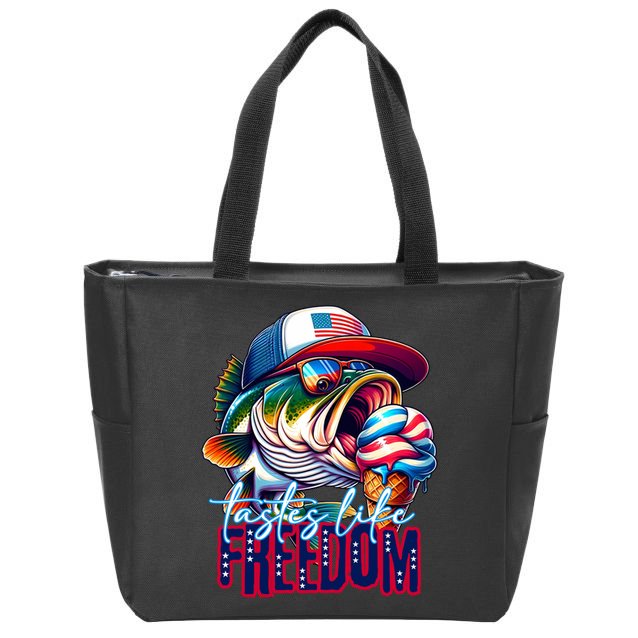 Cool Fish Ice Cream Taste Like Freedom Zip Tote Bag