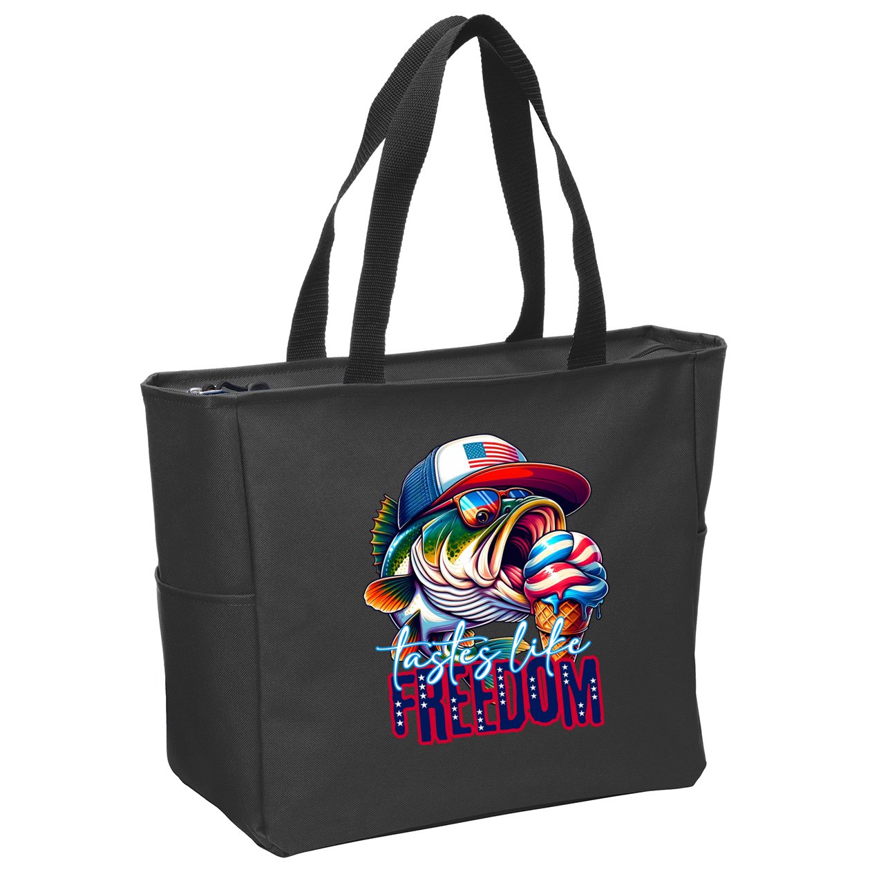 Cool Fish Ice Cream Taste Like Freedom Zip Tote Bag