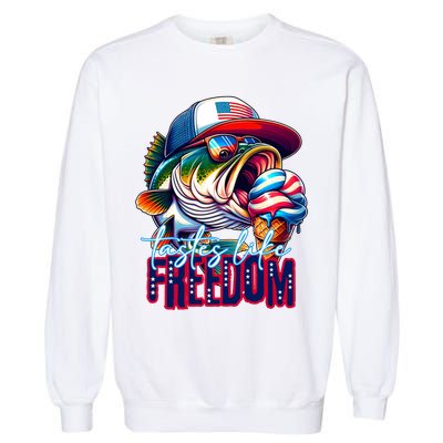 Cool Fish Ice Cream Taste Like Freedom Garment-Dyed Sweatshirt
