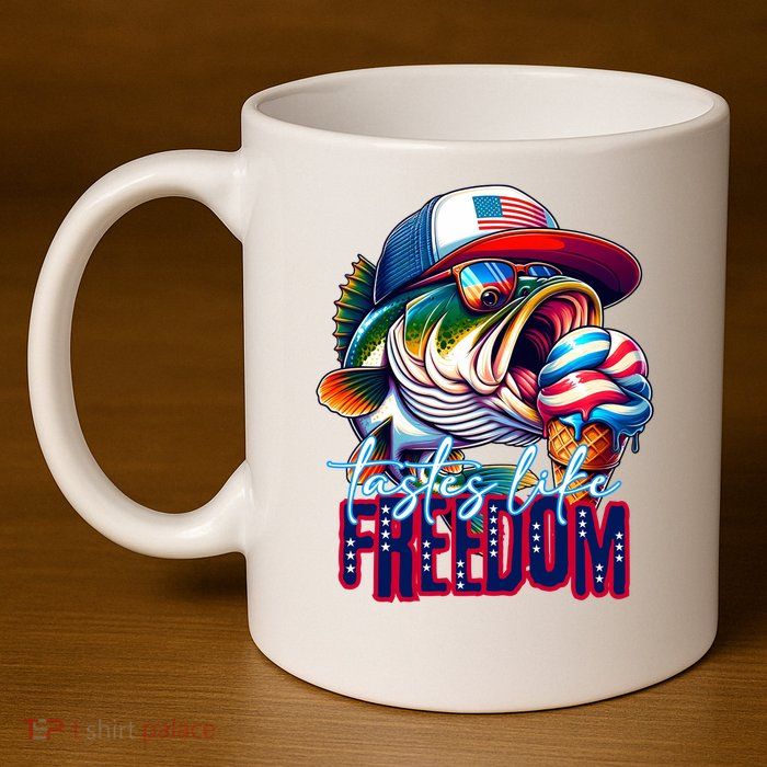 Cool Fish Ice Cream Taste Like Freedom 11oz C Handle Ceramic Mug