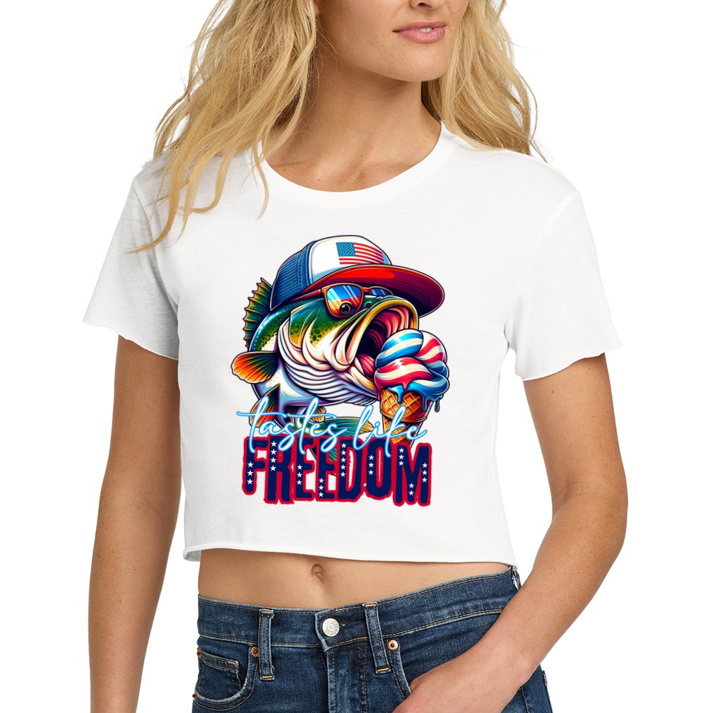 Cool Fish Ice Cream Taste Like Freedom Crop Top