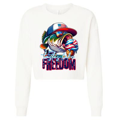 Cool Fish Ice Cream Taste Like Freedom Cropped Pullover Crew