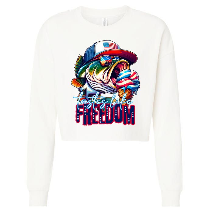 Cool Fish Ice Cream Taste Like Freedom Cropped Pullover Crew