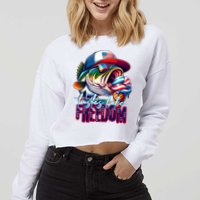 Cool Fish Ice Cream Taste Like Freedom Cropped Pullover Crew