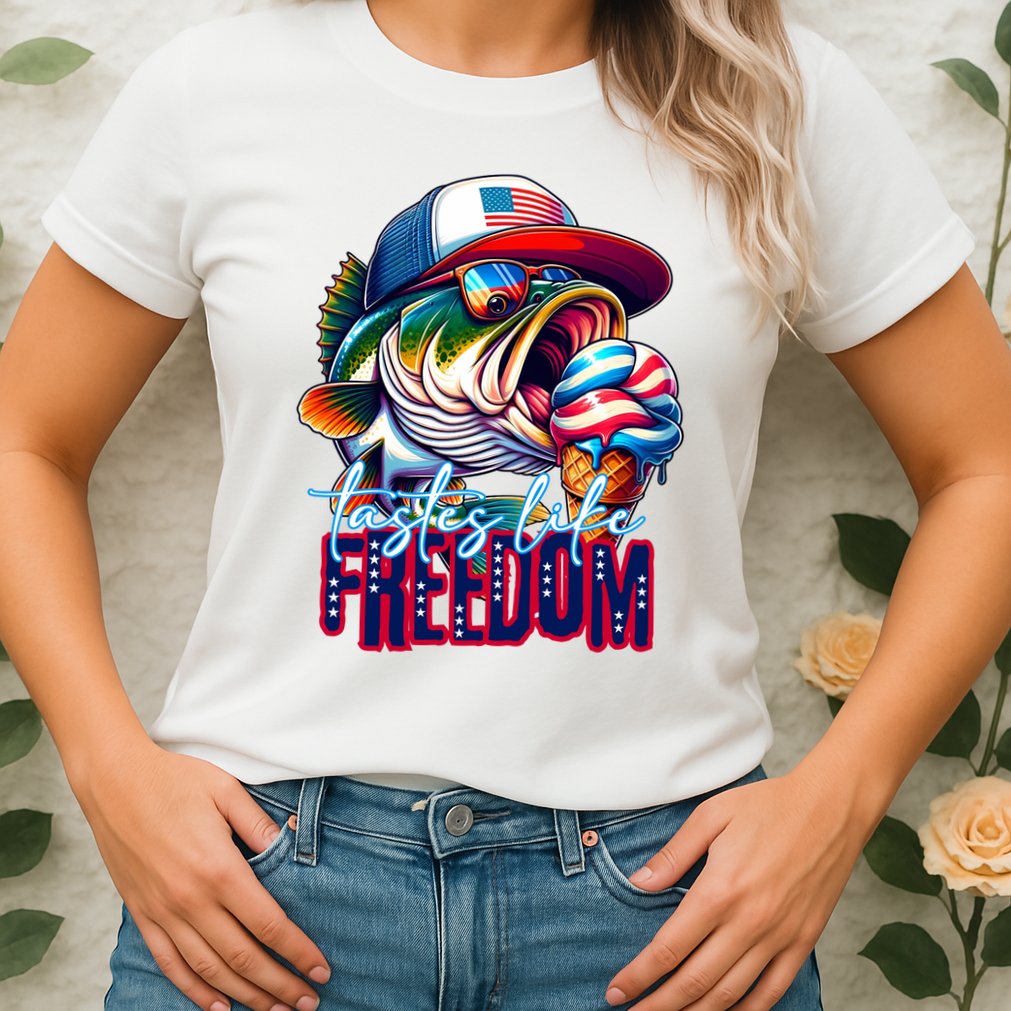 Cool Fish Ice Cream Taste Like Freedom Womens T-Shirt