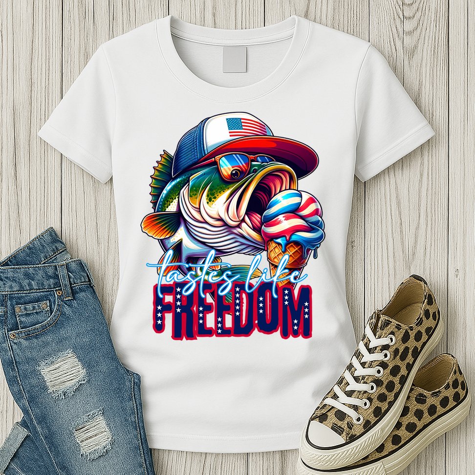 Cool Fish Ice Cream Taste Like Freedom Womens T-Shirt