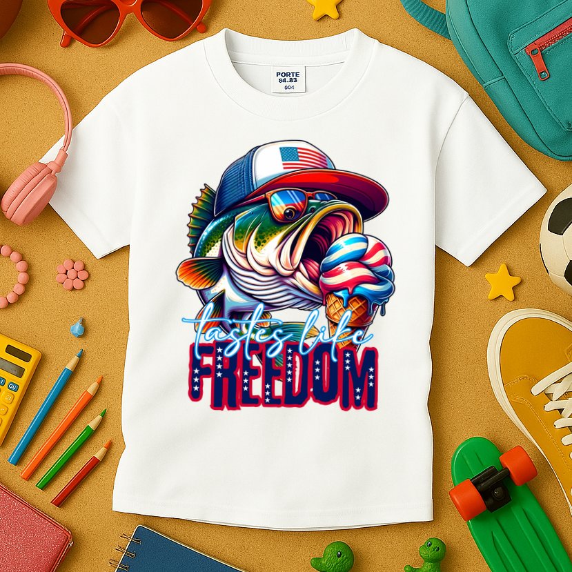 Cool Fish Ice Cream Taste Like Freedom Kids T-Shirt