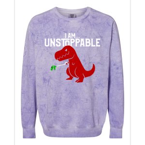 Cute & Funny I Am Unstoppable TRex Dinosaur Colorblast Crewneck Sweatshirt