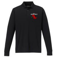 Cute & Funny I Am Unstoppable TRex Dinosaur Performance Long Sleeve Polo