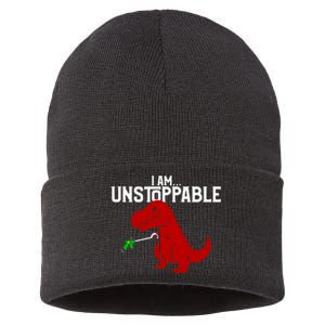 Cute & Funny I Am Unstoppable TRex Dinosaur Sustainable Knit Beanie