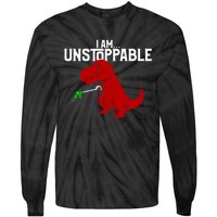 Cute & Funny I Am Unstoppable TRex Dinosaur Tie-Dye Long Sleeve Shirt