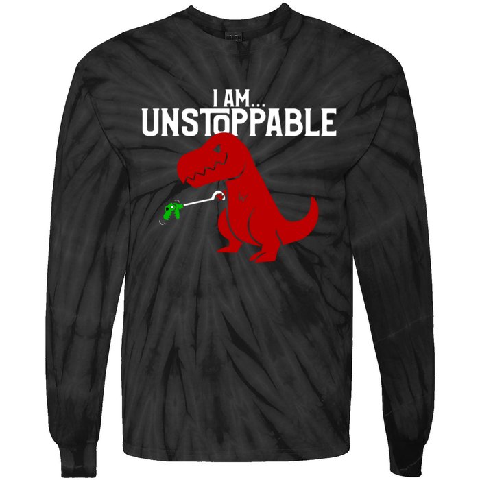 Cute & Funny I Am Unstoppable TRex Dinosaur Tie-Dye Long Sleeve Shirt