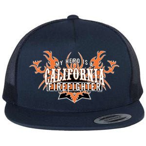 California Firefighter Is My Hero Fire Rescue Gift Flat Bill Trucker Hat