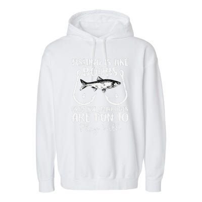 Cute Fishing Is Like Boobs Funny Quote Gifts Garment-Dyed Fleece Hoodie