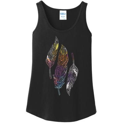 Colorful Feathers Indigenous People Indian Native American Ladies Essential Tank