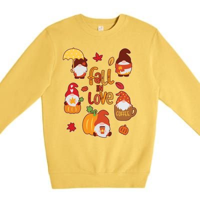 Cute Fall In Love Autumn Gnomes Premium Crewneck Sweatshirt