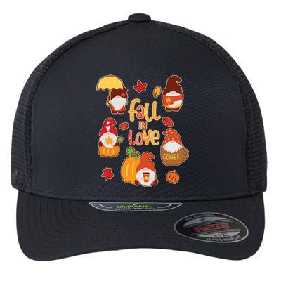 Cute Fall In Love Autumn Gnomes Flexfit Unipanel Trucker Cap