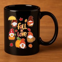 Cute Fall In Love Autumn Gnomes 11oz C Handle Ceramic Mug