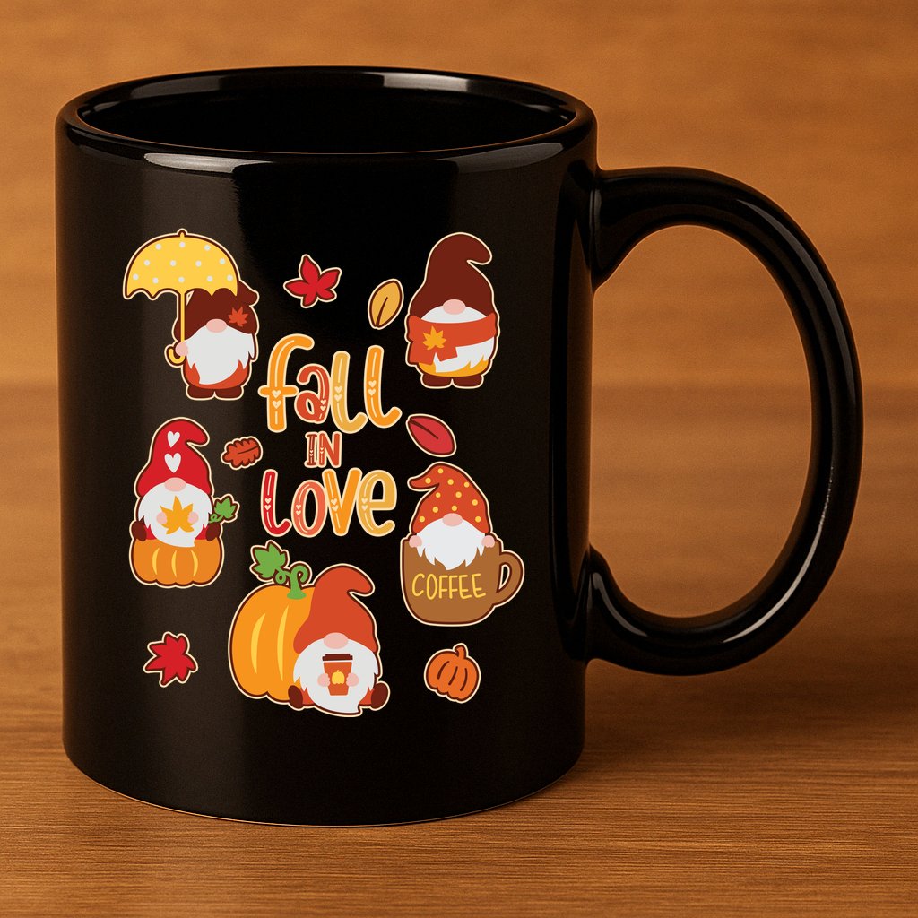 Cute Fall In Love Autumn Gnomes 11oz C Handle Ceramic Mug