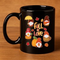 Cute Fall In Love Autumn Gnomes 11oz C Handle Ceramic Mug
