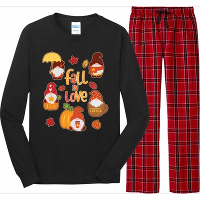 Cute Fall In Love Autumn Gnomes Long Sleeve Pajama Set