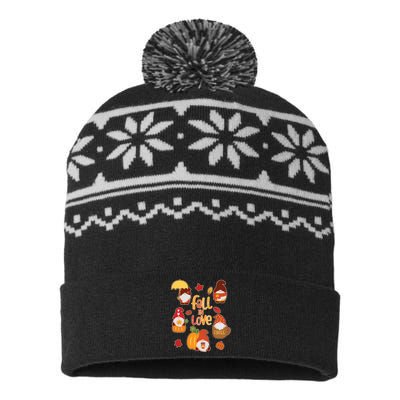 Cute Fall In Love Autumn Gnomes USA-Made Snowflake Beanie