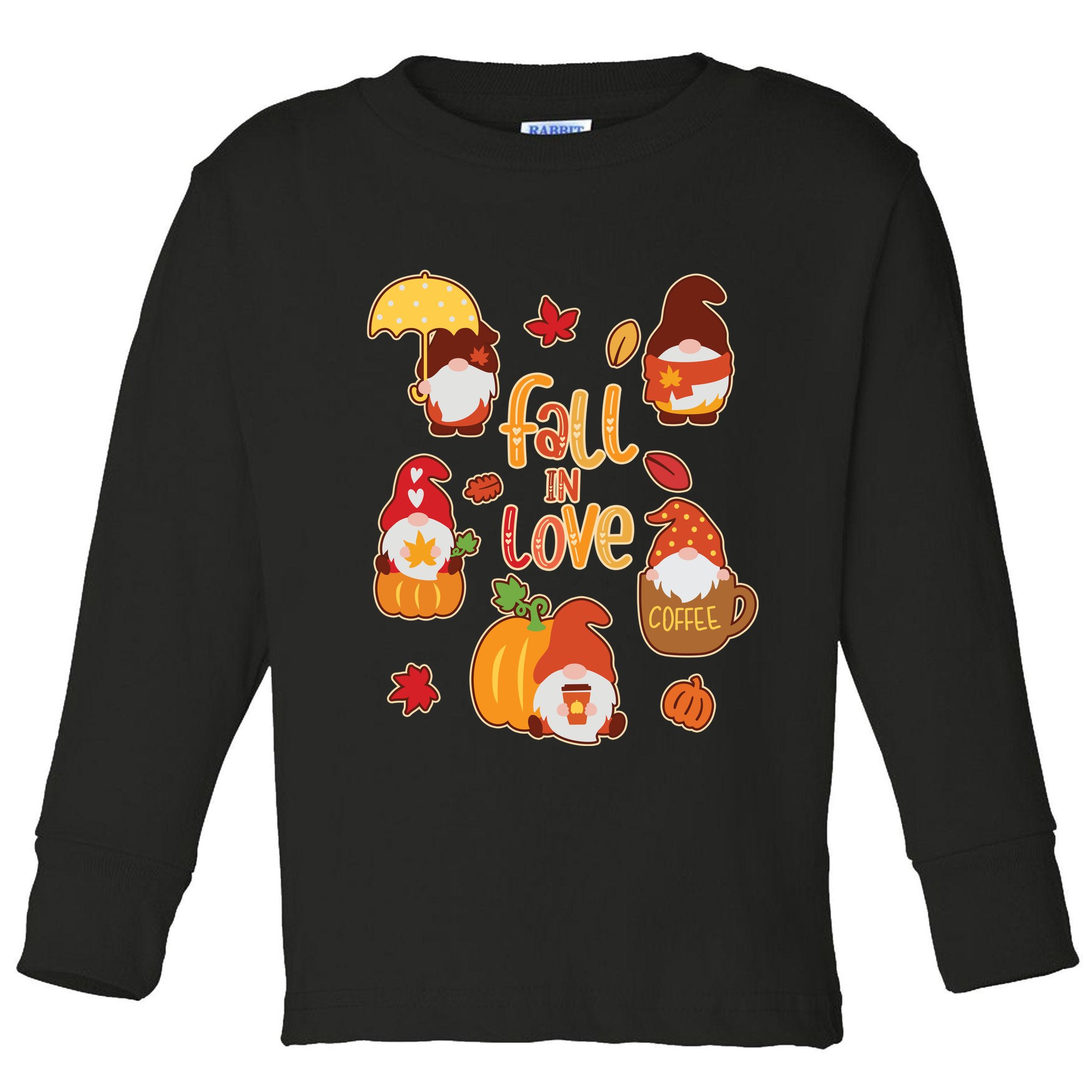 Cute Fall In Love Autumn Gnomes Toddler Long Sleeve Shirt