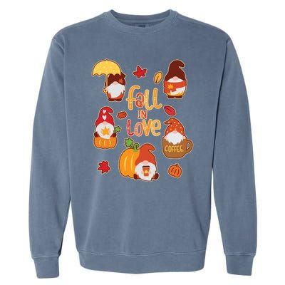 Cute Fall In Love Autumn Gnomes Garment-Dyed Sweatshirt