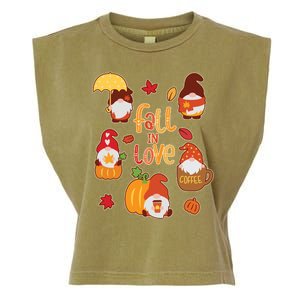 Cute Fall In Love Autumn Gnomes Garment-Dyed Women's Muscle Tee