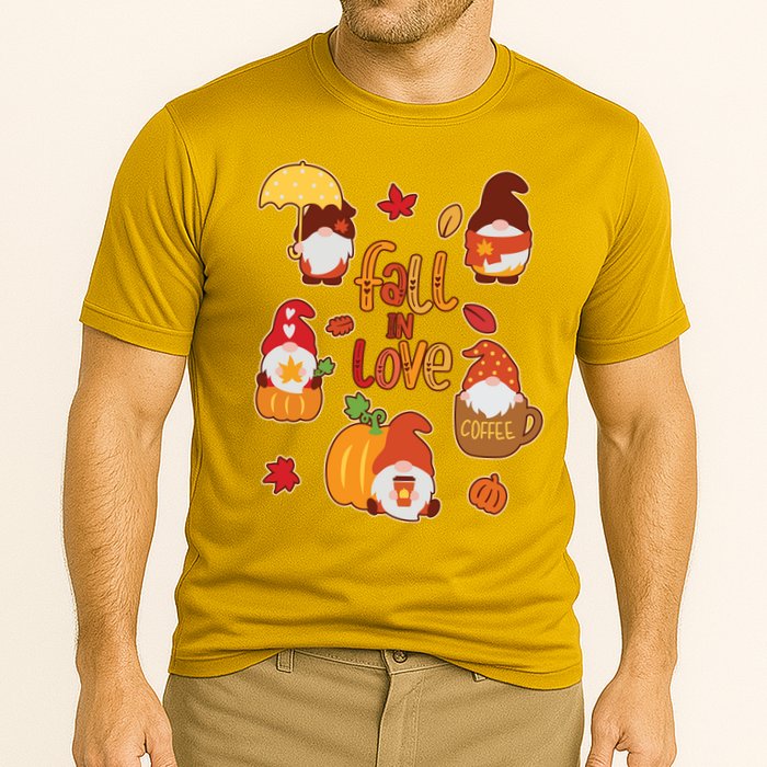 Cute Fall In Love Autumn Gnomes Cooling Performance Crew T-Shirt