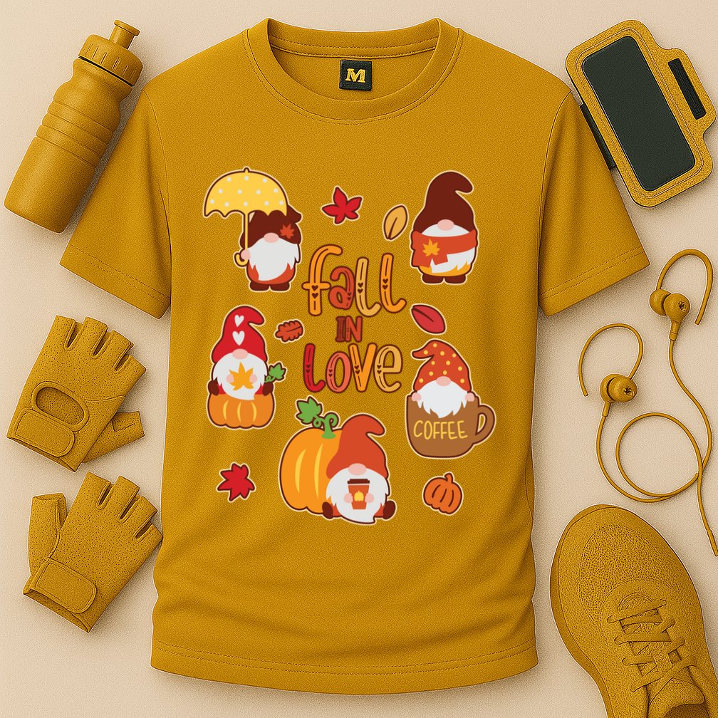 Cute Fall In Love Autumn Gnomes Cooling Performance Crew T-Shirt