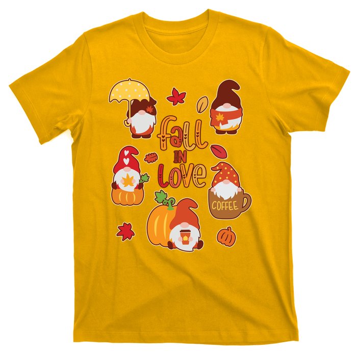 Cute Fall In Love Autumn Gnomes T-Shirt