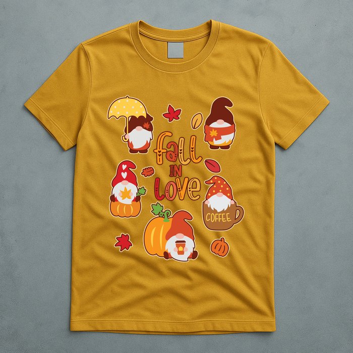 Cute Fall In Love Autumn Gnomes T-Shirt