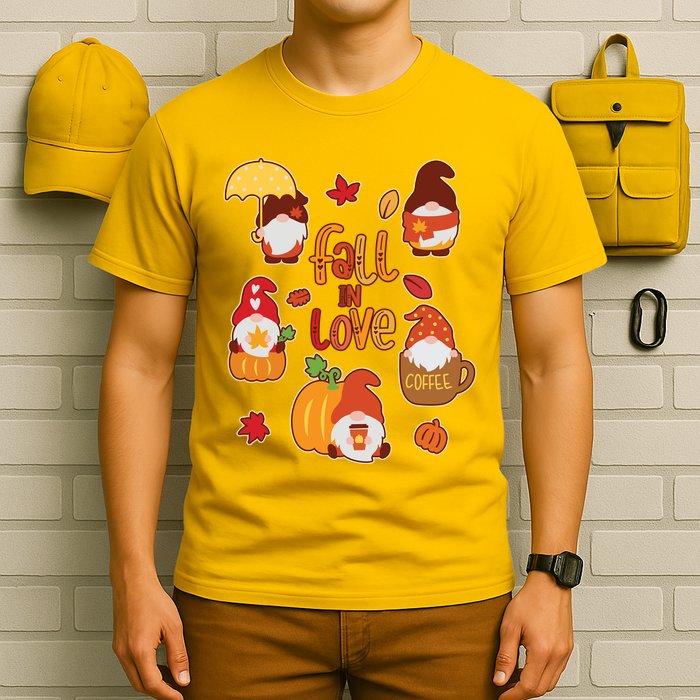 Cute Fall In Love Autumn Gnomes T-Shirt