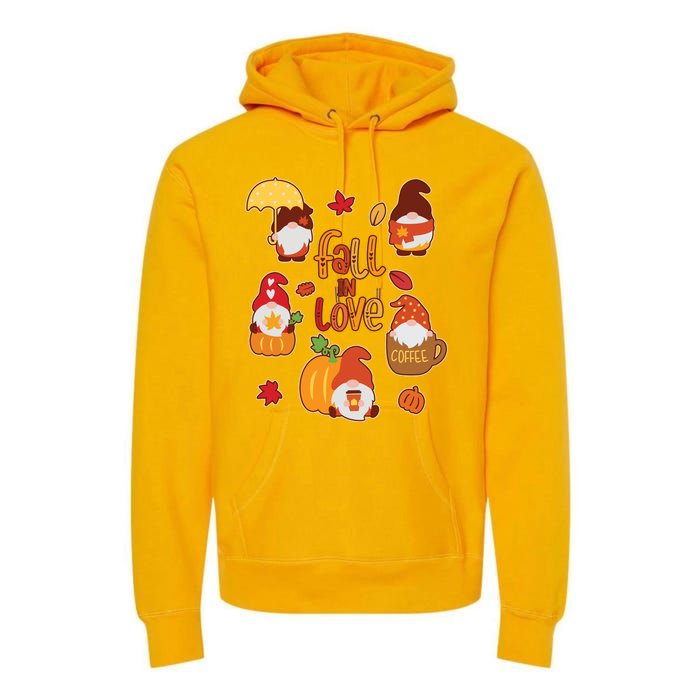 Cute Fall In Love Autumn Gnomes Premium Hoodie