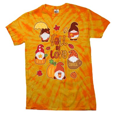 Cute Fall In Love Autumn Gnomes Tie-Dye T-Shirt