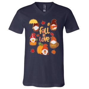 Cute Fall In Love Autumn Gnomes V-Neck T-Shirt