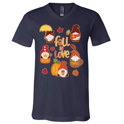 Cute Fall In Love Autumn Gnomes V-Neck T-Shirt