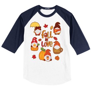 Cute Fall In Love Autumn Gnomes Baseball Sleeve Shirt