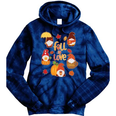 Cute Fall In Love Autumn Gnomes Tie Dye Hoodie