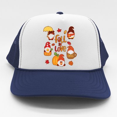 Cute Fall In Love Autumn Gnomes Trucker Hat