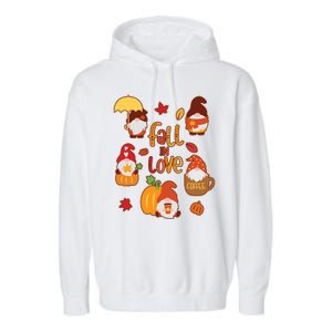 Cute Fall In Love Autumn Gnomes Garment-Dyed Fleece Hoodie