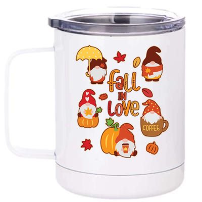 Cute Fall In Love Autumn Gnomes 12 oz Stainless Steel Tumbler Cup