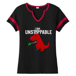 Cute & Funny I Am Unstoppable TRex Dinosaur TShirt Ladies Halftime Notch Neck Tee