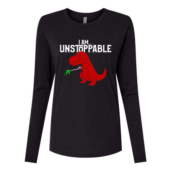 Cute & Funny I Am Unstoppable TRex Dinosaur TShirt Womens Cotton Relaxed Long Sleeve T-Shirt