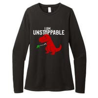 Cute & Funny I Am Unstoppable TRex Dinosaur TShirt Womens CVC Long Sleeve Shirt