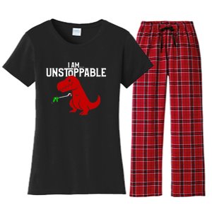 Cute & Funny I Am Unstoppable TRex Dinosaur TShirt Women's Flannel Pajama Set